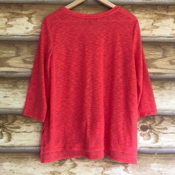 Carre Noir 3/4 sleeve burnout v-neck top size large - Picture 8 of 9